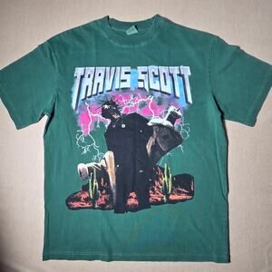 Travis Scott Look Mom I Can Fly Green Graphic Tour Tee Size Large